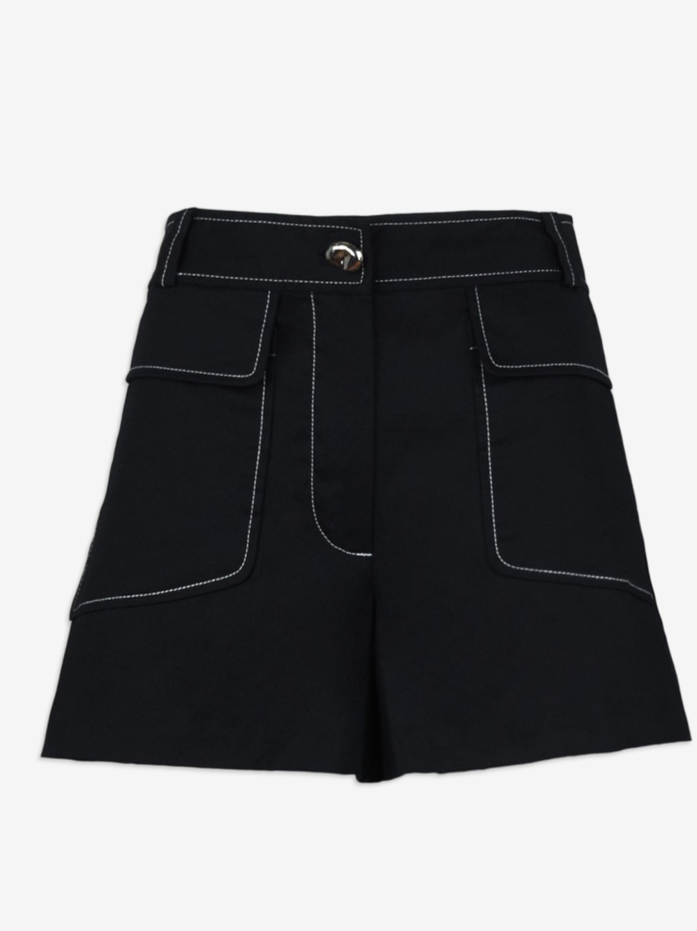 Tanya Taylor Black Preston Contrast-Stitch Shorts